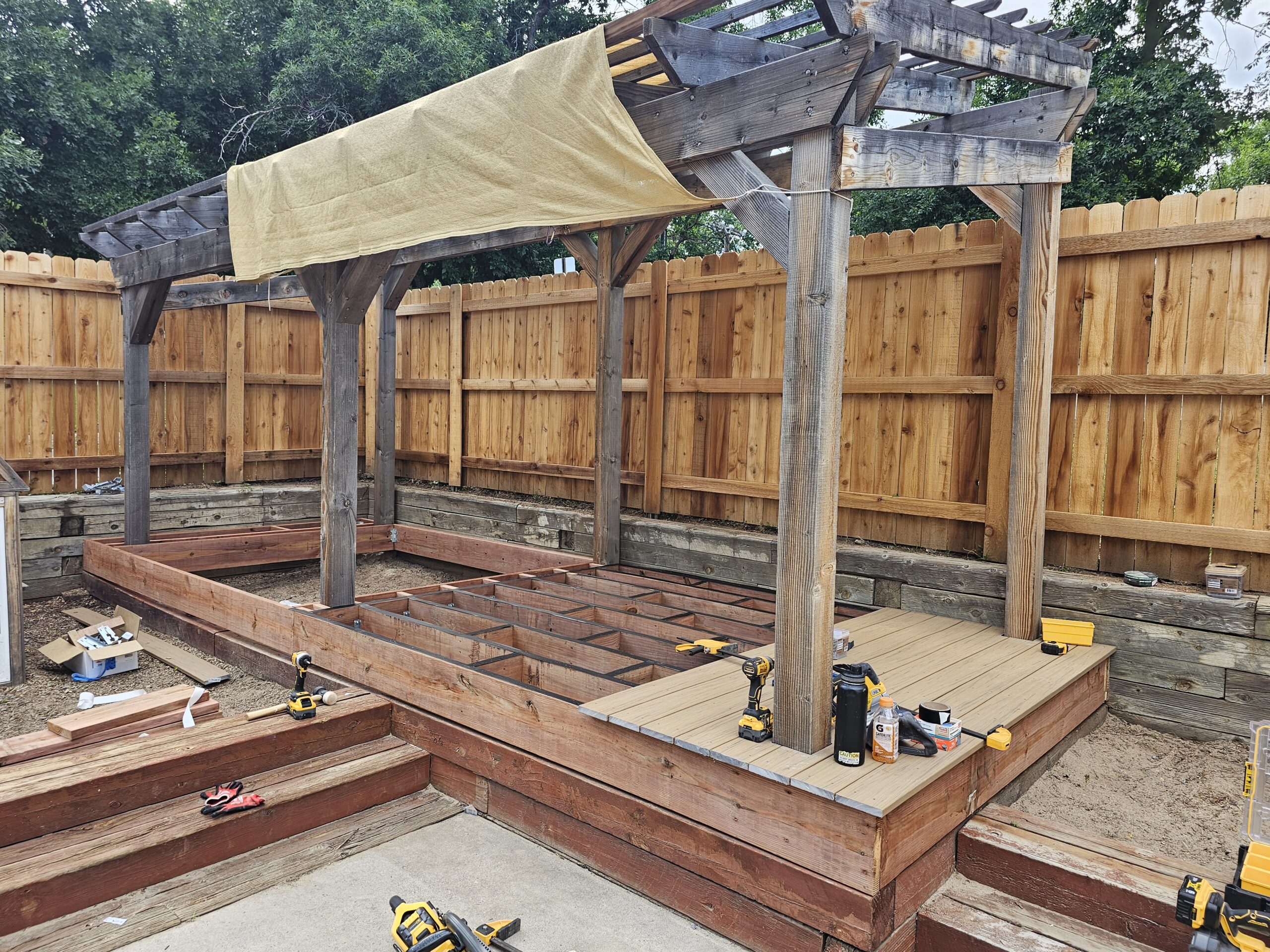 Composite deck installation in progress